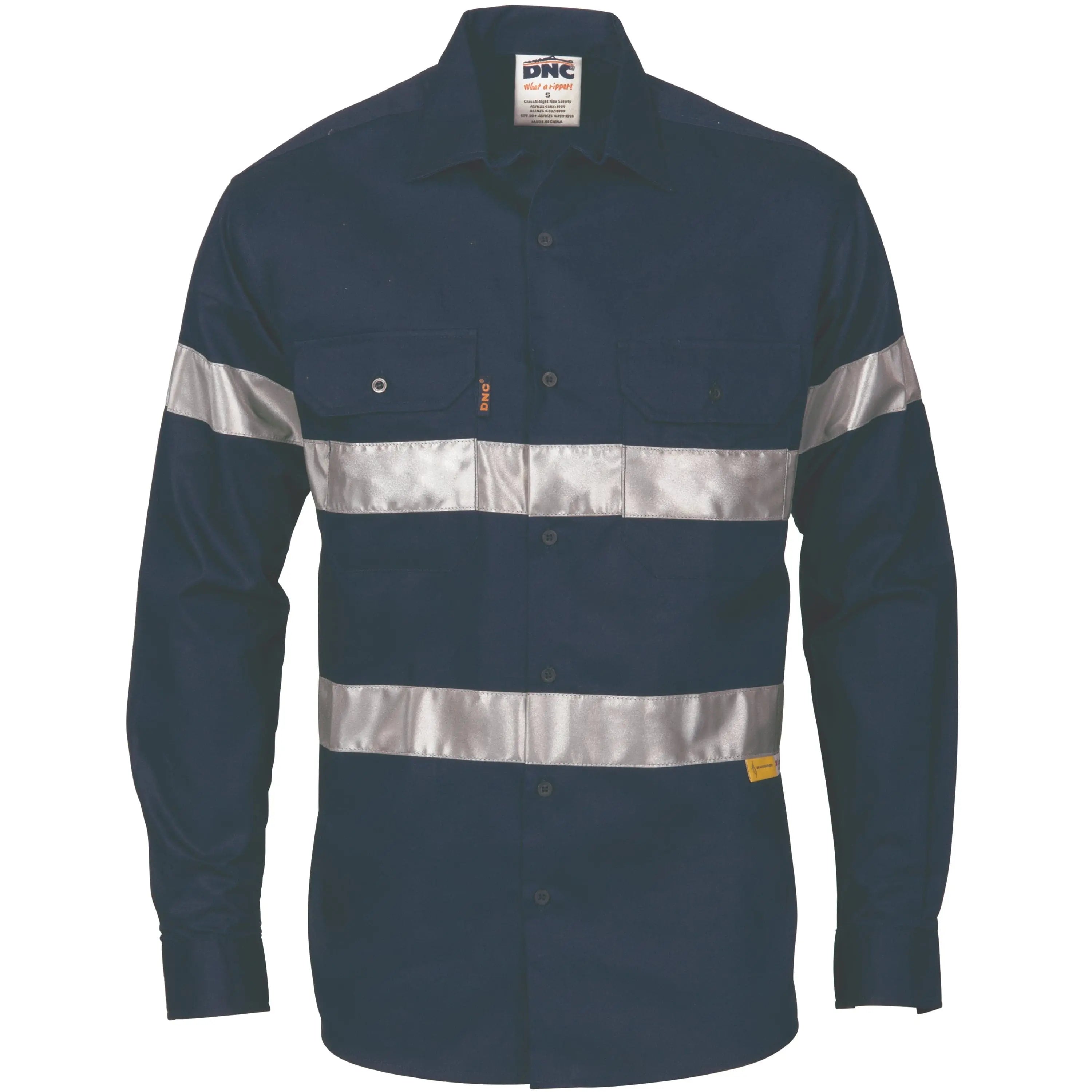 Dnc Workwear Hi-vis Cool-breeze Long Sleeve Cotton Shirt With Generic Reflective Tape - 3967 - City Workwear